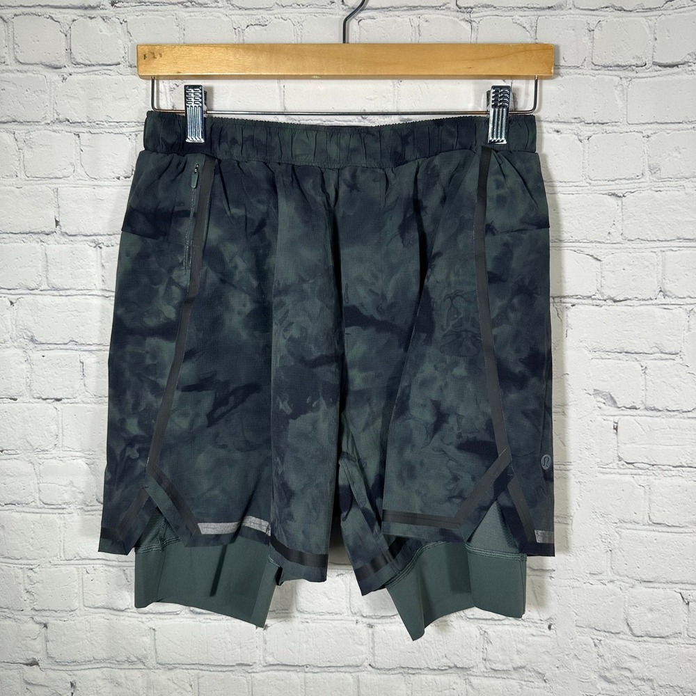 Lululemon‎ Mens Surge Short 6 SE Special Edition Tie Dye Green Grey Liner Size M